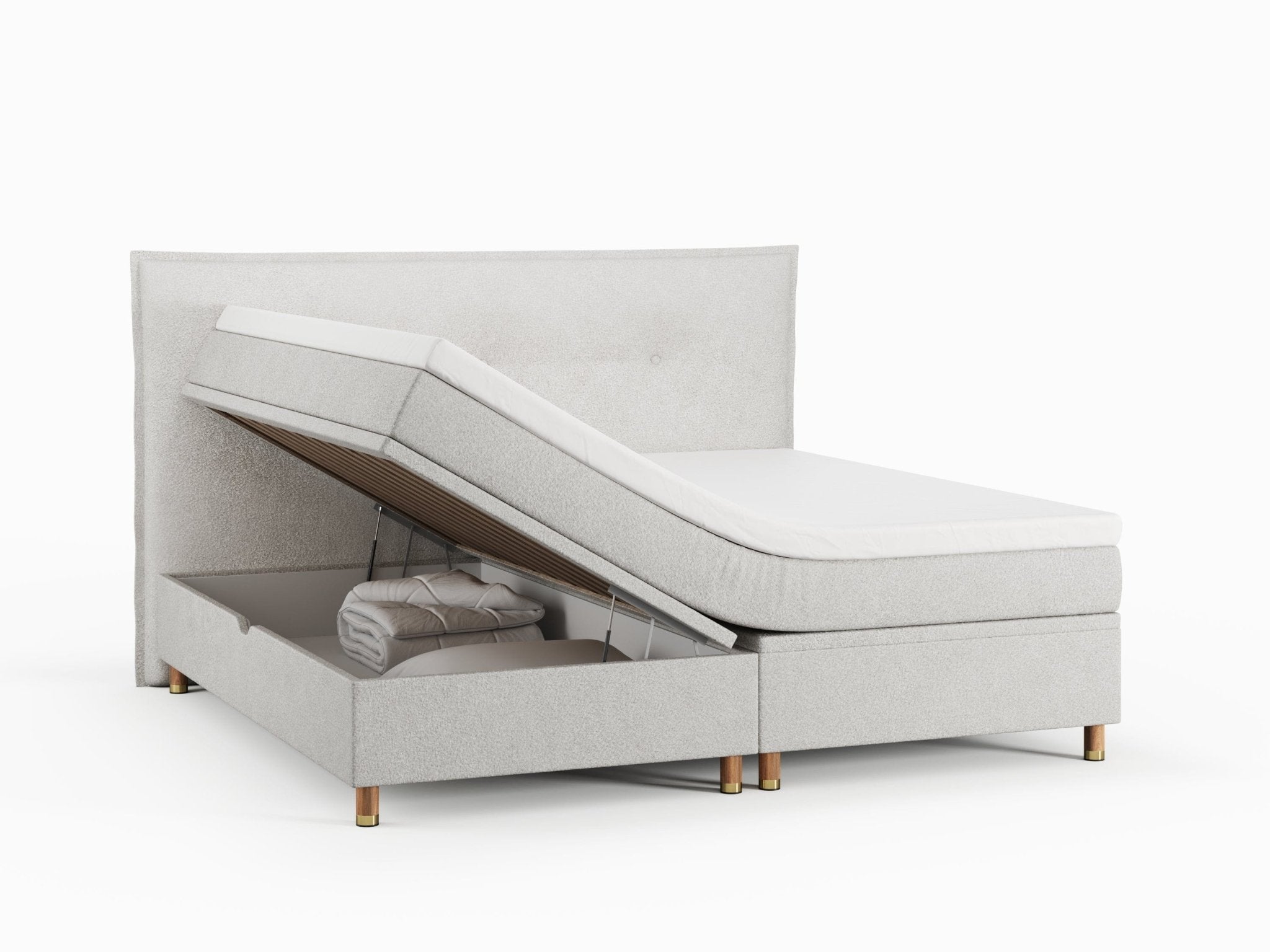 Alva Nordlys 200x200 Bouclé cream Nordic Dream tilbyder senge med skandinavisk design og højkvalitets materialer. Oplev perfekt komfort for en god nattesøvn. Bestil din i dag!