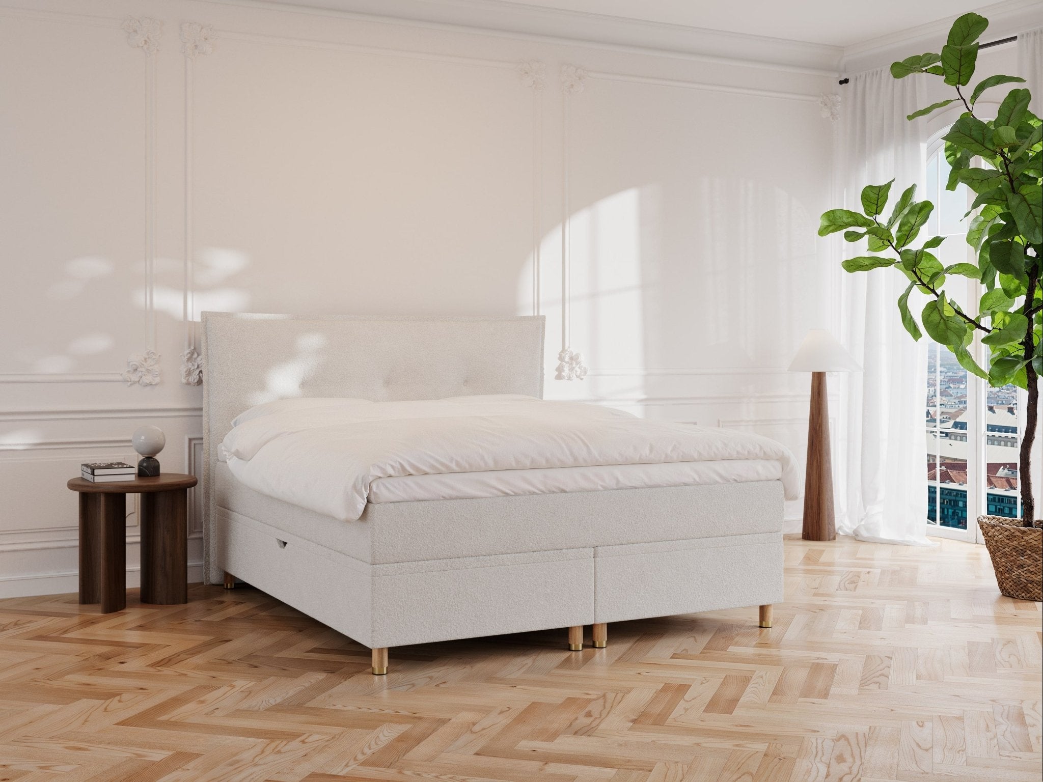 Alva Fjäll 160x200 Bouclé cream Nordic Dream tilbyder senge med skandinavisk design og højkvalitets materialer. Oplev perfekt komfort for en god nattesøvn. Bestil din i dag!
