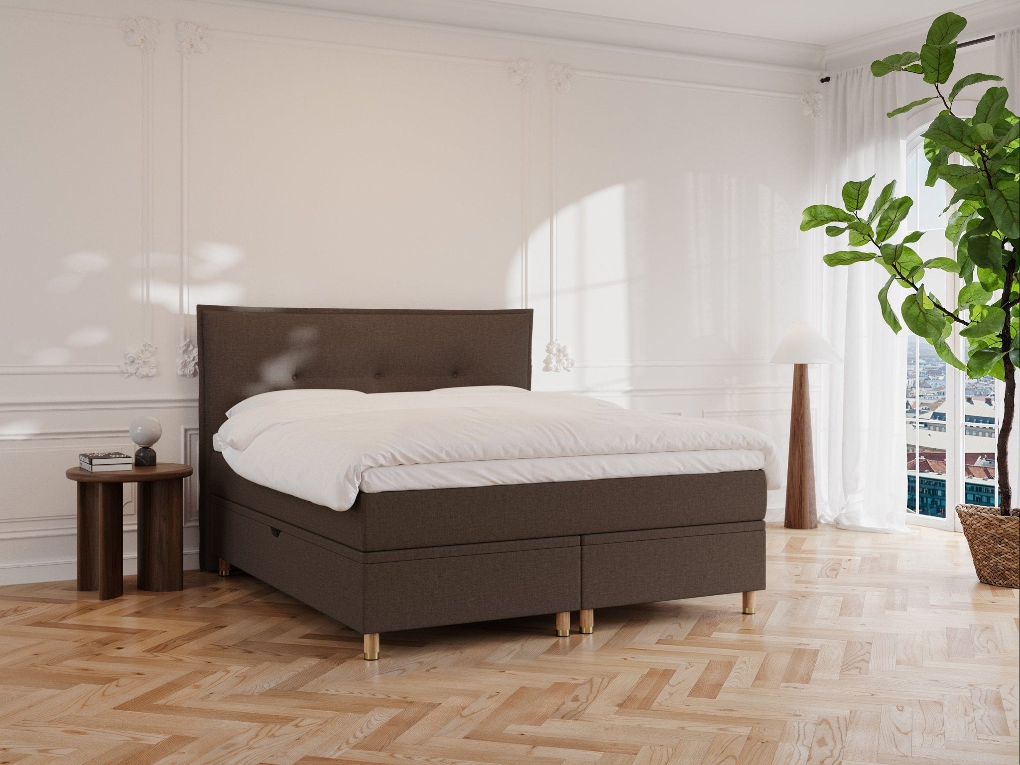 Alva Fjord 160x210 Mørk brun Nordic Dream tilbyder senge med skandinavisk design og højkvalitets materialer. Oplev perfekt komfort for en god nattesøvn. Bestil din i dag!