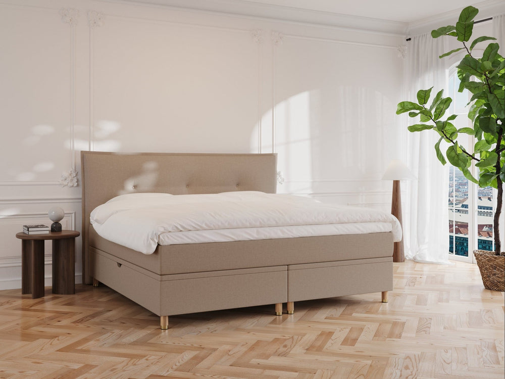 Alva Älv 220x220 Brun Nordic Dream tilbyder senge med skandinavisk design og højkvalitets materialer. Oplev perfekt komfort for en god nattesøvn. Bestil din i dag!