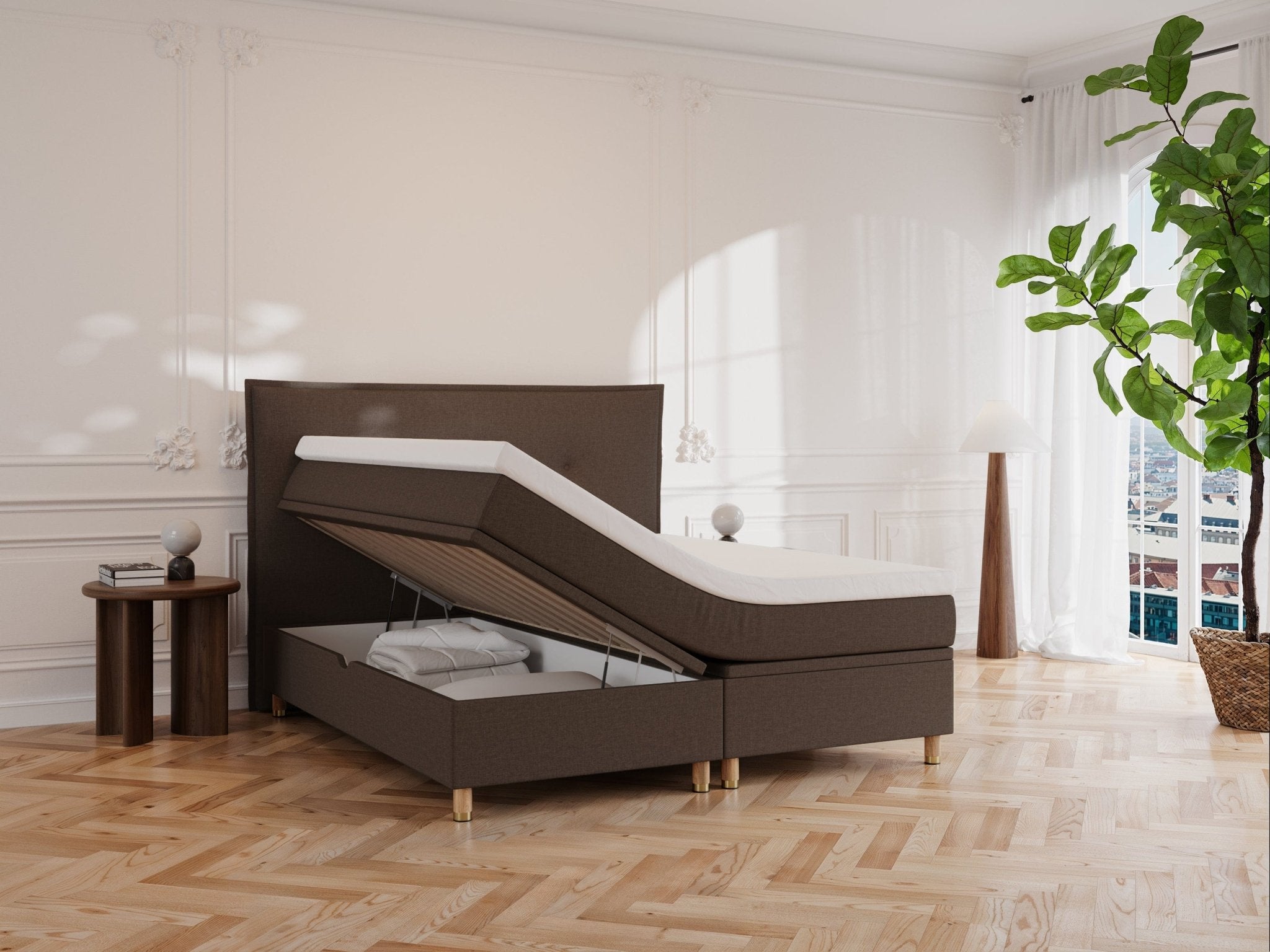 Alva Fjord 160x210 Mørk brun Nordic Dream tilbyder senge med skandinavisk design og højkvalitets materialer. Oplev perfekt komfort for en god nattesøvn. Bestil din i dag!