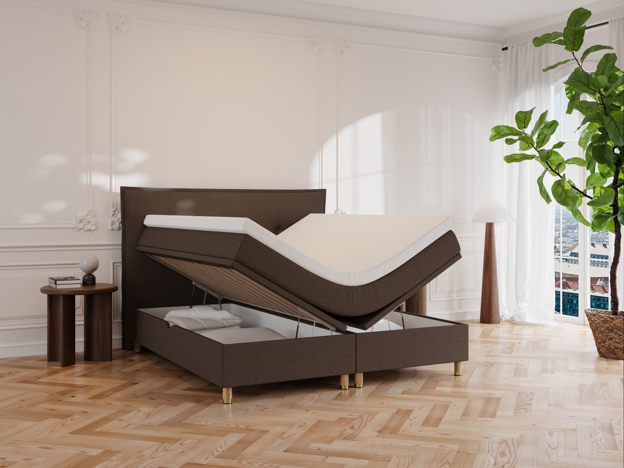 Alva Fjord 160x210 Mørk brun Nordic Dream tilbyder senge med skandinavisk design og højkvalitets materialer. Oplev perfekt komfort for en god nattesøvn. Bestil din i dag!