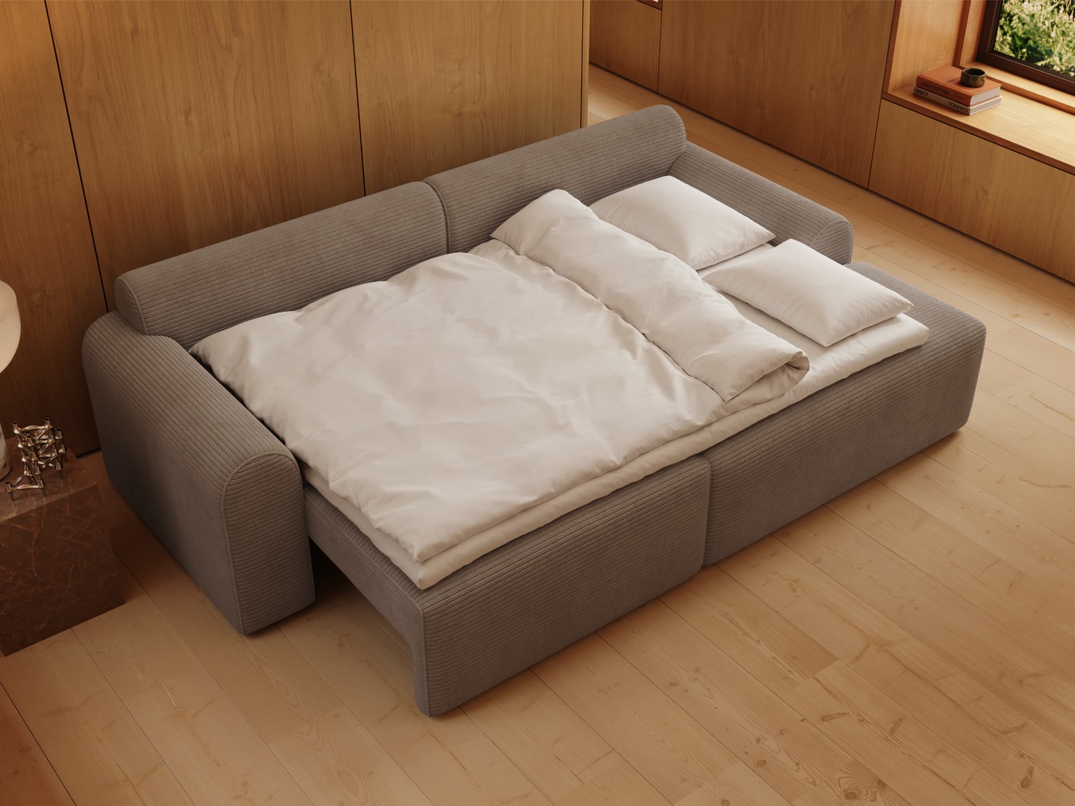 Calaia | 133x200 | Latte fløjl | 596 - Nordic Dream Senge