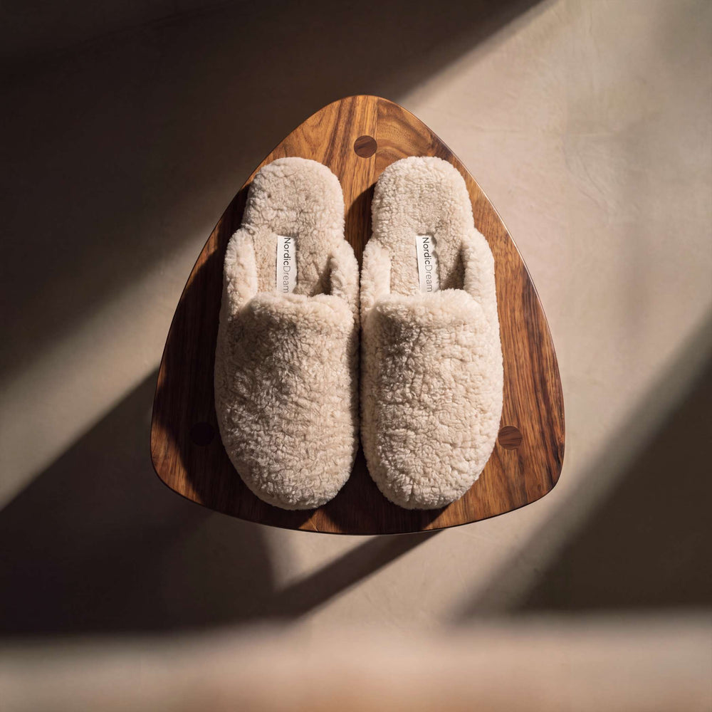 Slippers | XL | Beige wool - Nordic Dream