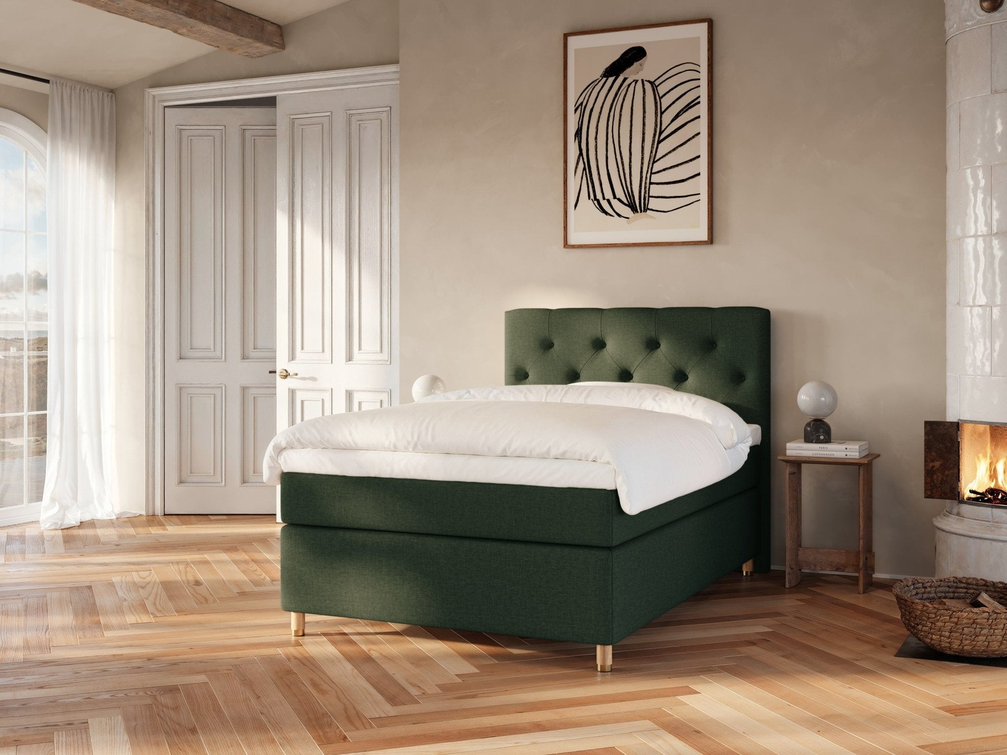 Nora Fjäll 140x200 Dyb grøn Nordic Dream tilbyder senge med skandinavisk design og højkvalitets materialer. Oplev perfekt komfort for en god nattesøvn. Bestil din i dag!