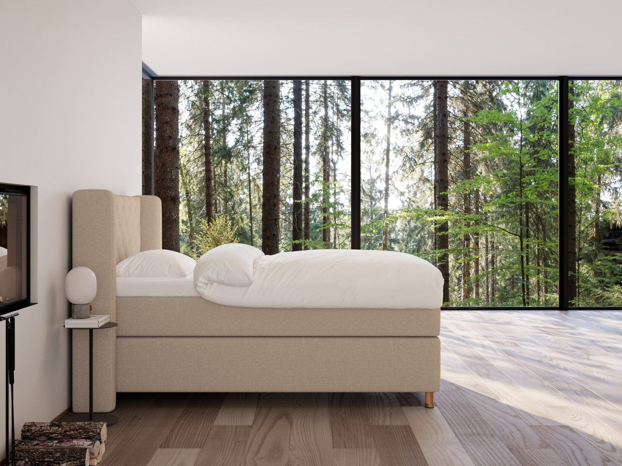 Eira Fjord 140x200 Sand Nordic Dream tilbyder senge med skandinavisk design og højkvalitets materialer. Oplev perfekt komfort for en god nattesøvn. Bestil din i dag!
