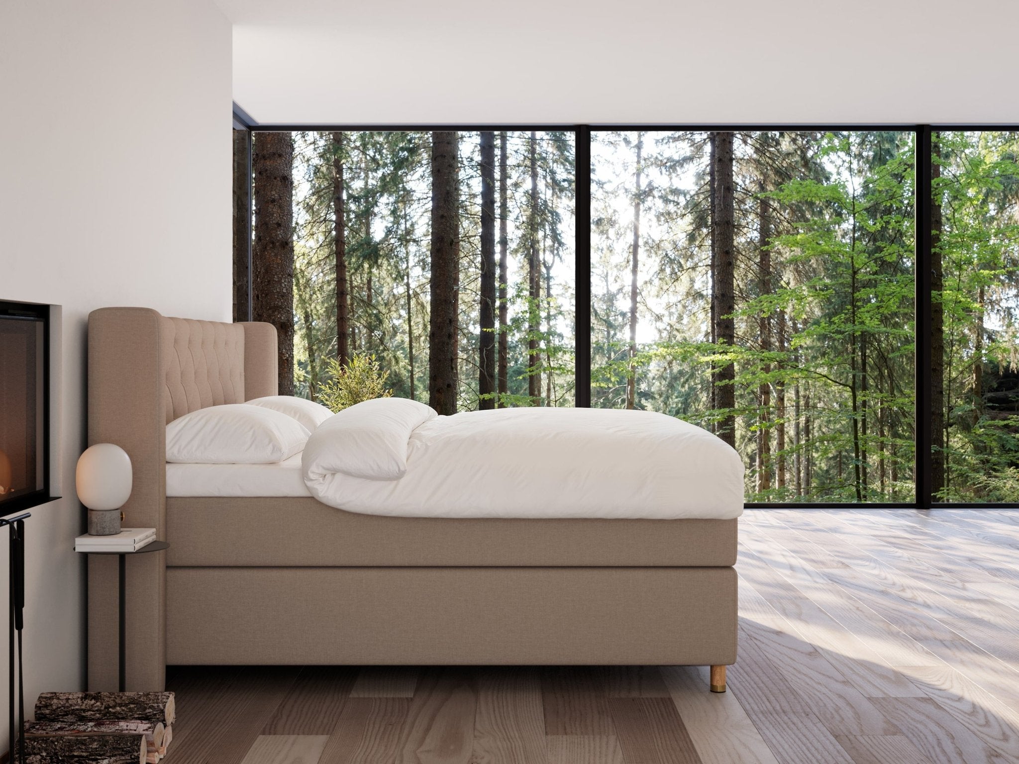 Eira Fjord 200x200 Brun Nordic Dream tilbyder senge med skandinavisk design og højkvalitets materialer. Oplev perfekt komfort for en god nattesøvn. Bestil din i dag!