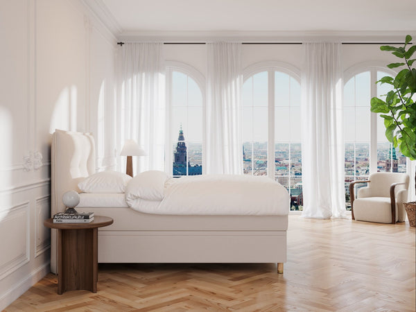 Alva Nordlys 140x200 Sand Nordic Dream tilbyder senge med skandinavisk design og højkvalitets materialer. Oplev perfekt komfort for en god nattesøvn. Bestil din i dag!
