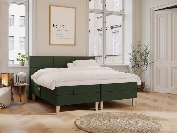 Ragna Älv 210x210 Dyb grøn Nordic Dream tilbyder senge med skandinavisk design og højkvalitets materialer. Oplev perfekt komfort for en god nattesøvn. Bestil din i dag!