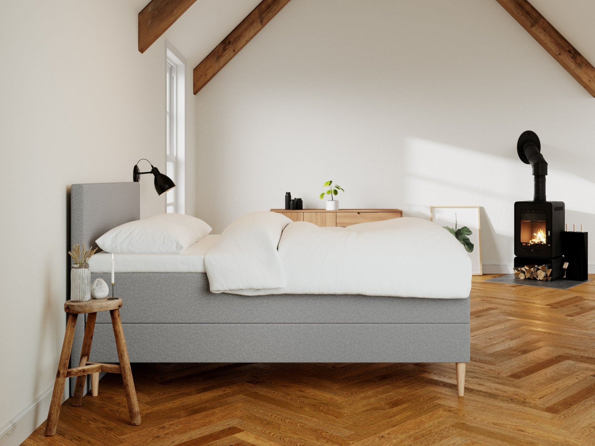 Astrid Nordlys 140x200 Lys grå Nordic Dream tilbyder senge med skandinavisk design og højkvalitets materialer. Oplev perfekt komfort for en god nattesøvn. Bestil din i dag!