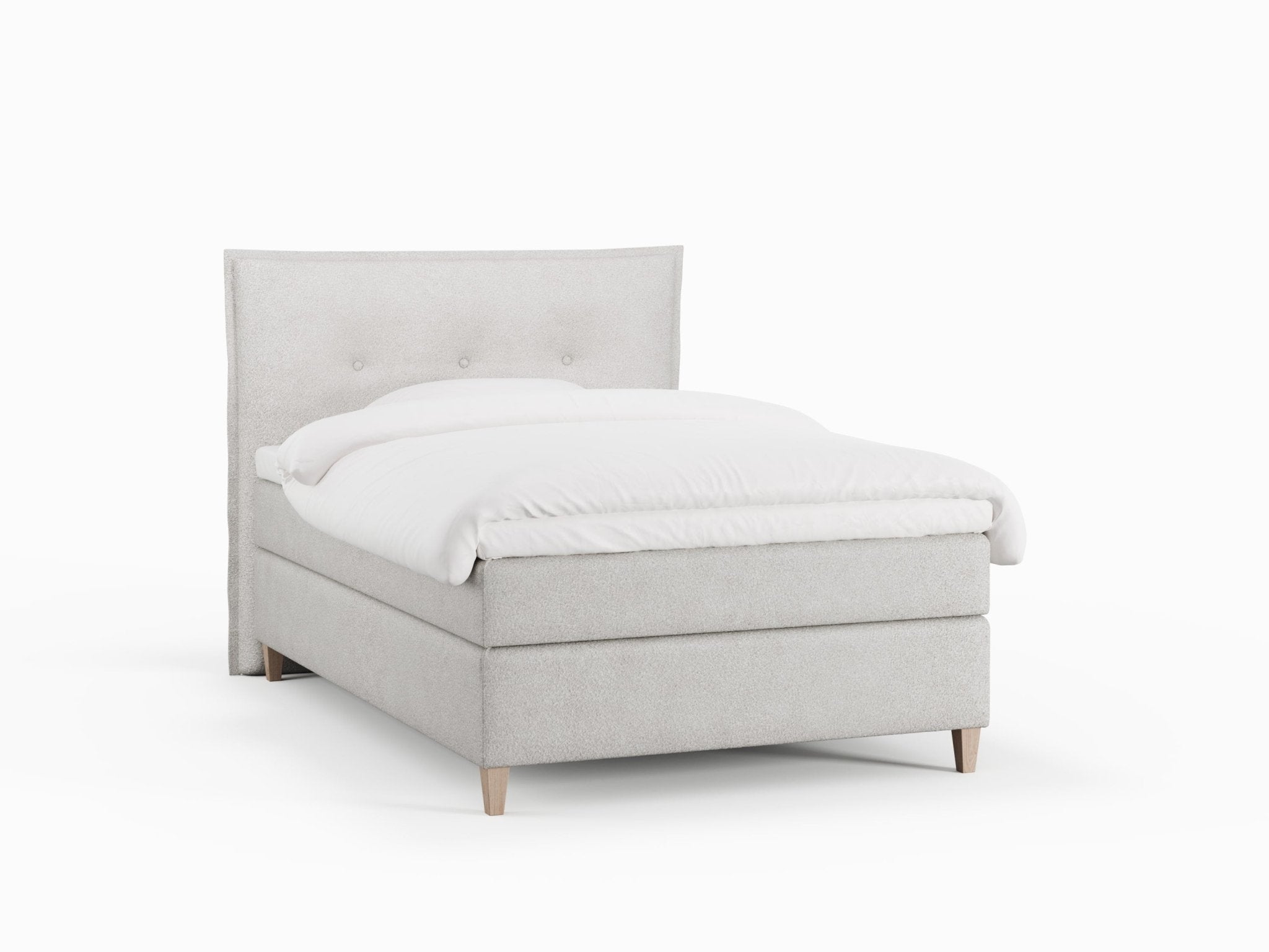 Snefrid Fjord 120x200 Bouclé cream Nordic Dream tilbyder senge med skandinavisk design og højkvalitets materialer. Oplev perfekt komfort for en god nattesøvn. Bestil din i dag!