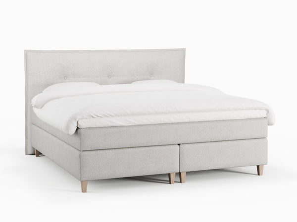 Snefrid Fjäll 210x210 Bouclé cream Nordic Dream tilbyder senge med skandinavisk design og højkvalitets materialer. Oplev perfekt komfort for en god nattesøvn. Bestil din i dag!