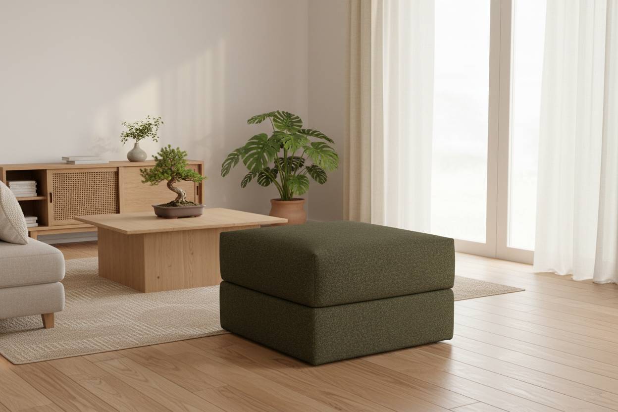 Puf | 75x75 | Bouclé grøn | 535 - Nordic Dream