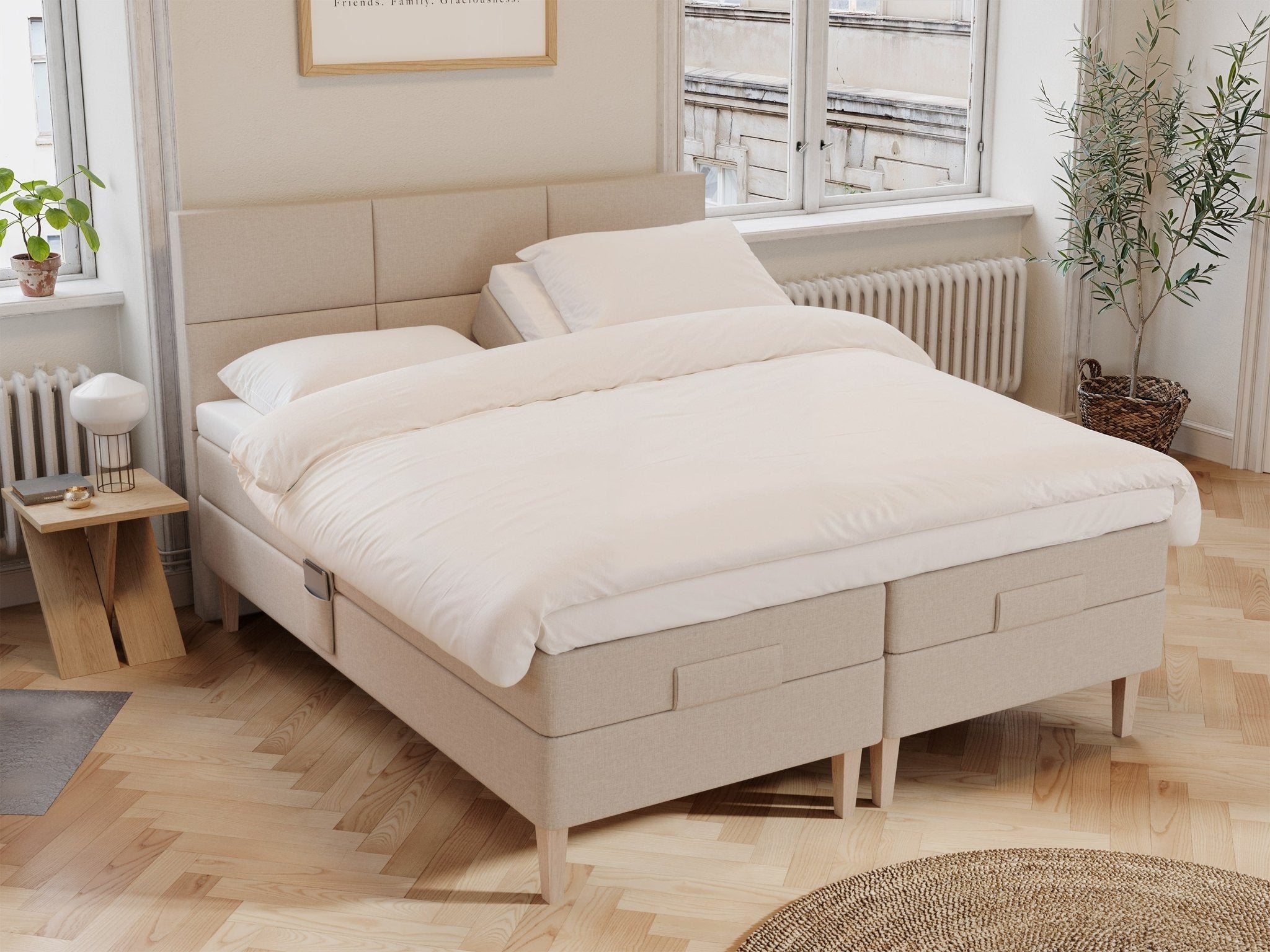 Ragna Älv 180x210 Sand Nordic Dream tilbyder senge med skandinavisk design og højkvalitets materialer. Oplev perfekt komfort for en god nattesøvn. Bestil din i dag!