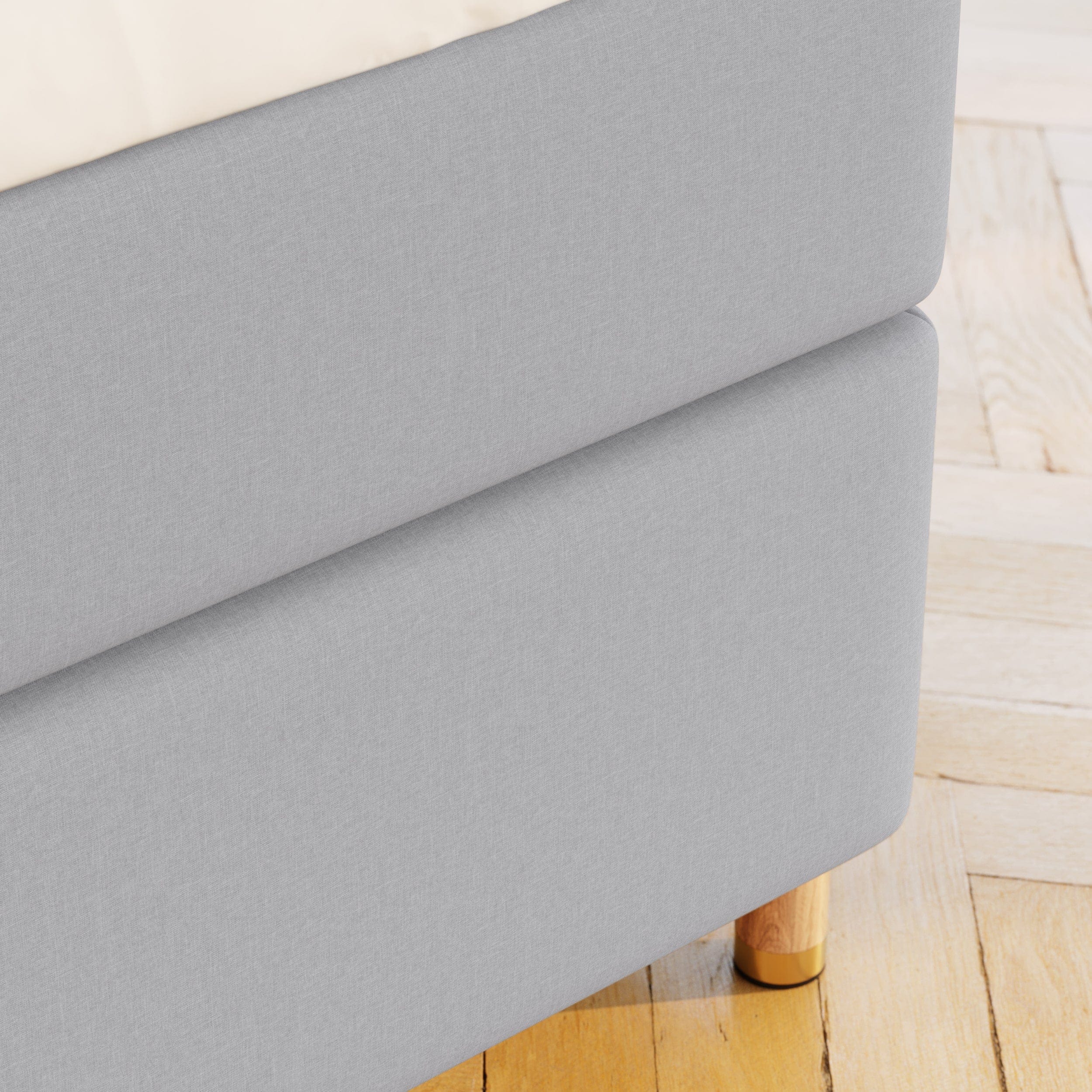 Alva Älv 220x220 Lys grå Nordic Dream tilbyder senge med skandinavisk design og højkvalitets materialer. Oplev perfekt komfort for en god nattesøvn. Bestil din i dag!