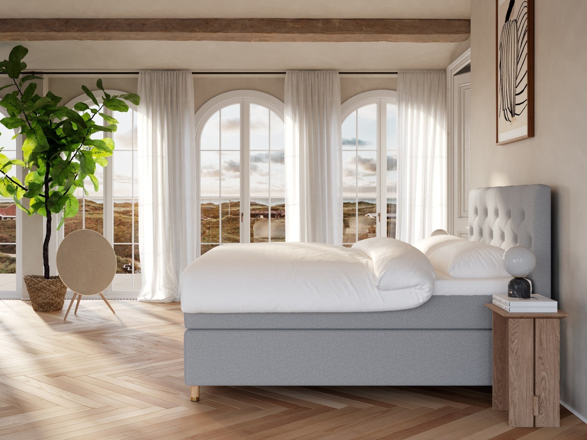 Nora Nordlys 180x210 Lys grå Nordic Dream tilbyder senge med skandinavisk design og højkvalitets materialer. Oplev perfekt komfort for en god nattesøvn. Bestil din i dag!
