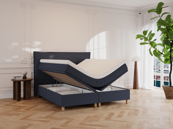 Alva Älv 160x200 Dyb blå Nordic Dream tilbyder senge med skandinavisk design og højkvalitets materialer. Oplev perfekt komfort for en god nattesøvn. Bestil din i dag!